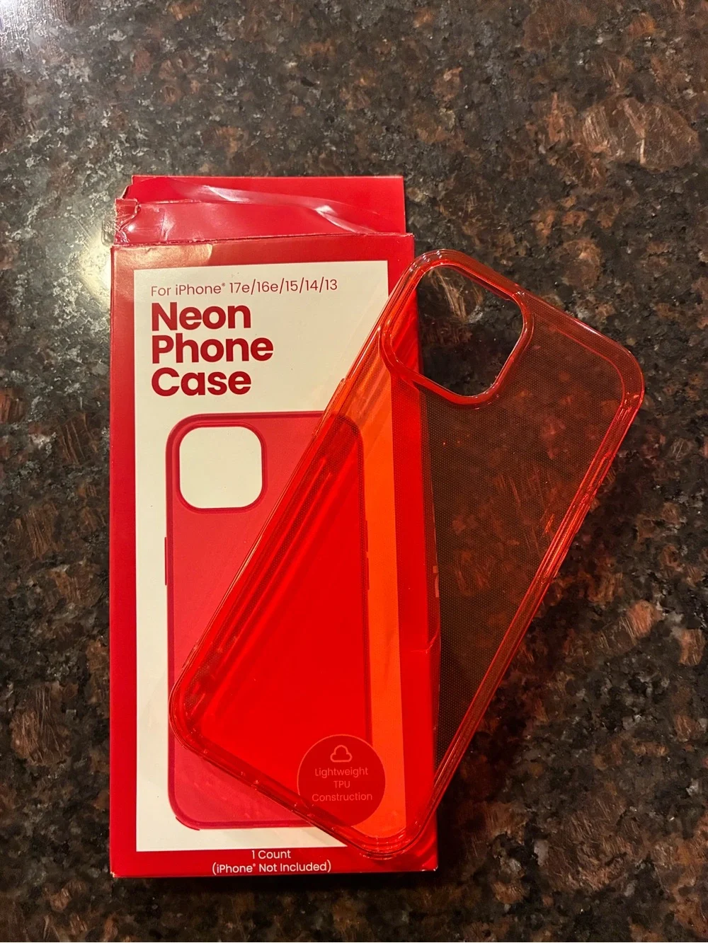 Red Neon TPU Phone Case for iPhone 13 14 15 16e 17e Slim Shockproof New